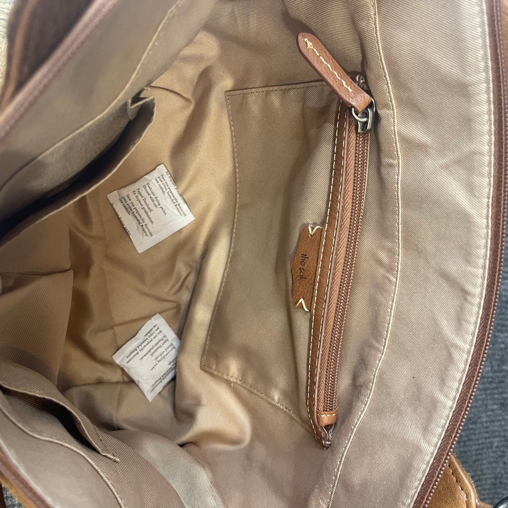 The Sak Bolinas Embossed Leather Shoulder Bag Tan Boho Tooled Western NWOT - Picture 11 of 16